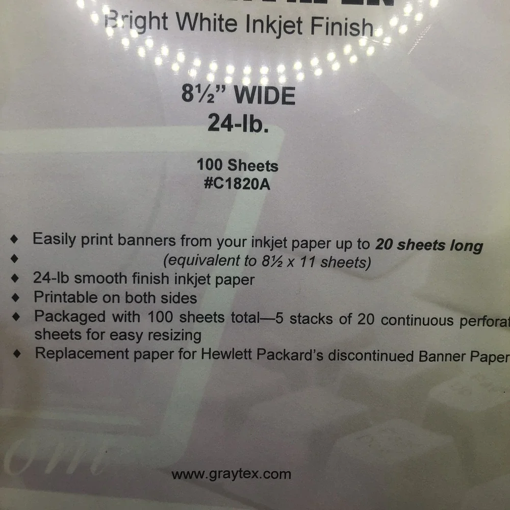 Graytex InkJet Laser BANNER Paper: 100 Sheets C1820A New Sealed